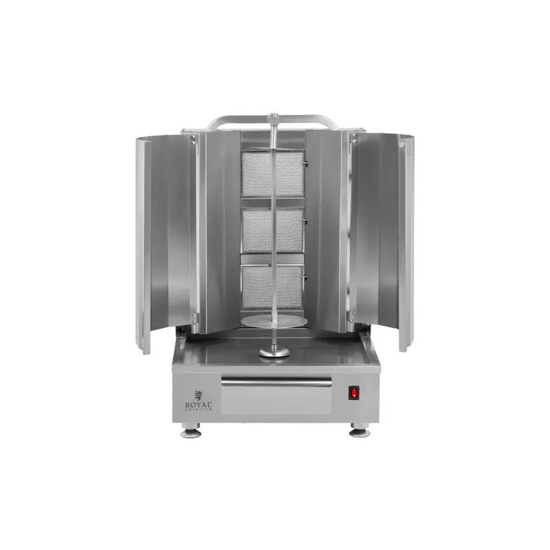 Kaasugrilli doner-lihalle 3 poltinta 12 kW 40 kg kapasiteetti ruostumaton teräs