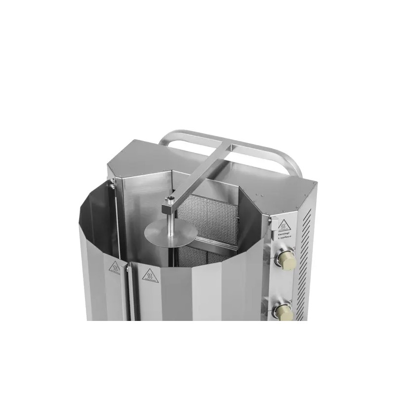 Kaasugrilli doner-lihalle 3 poltinta 12 kW 40 kg kapasiteetti ruostumaton teräs
