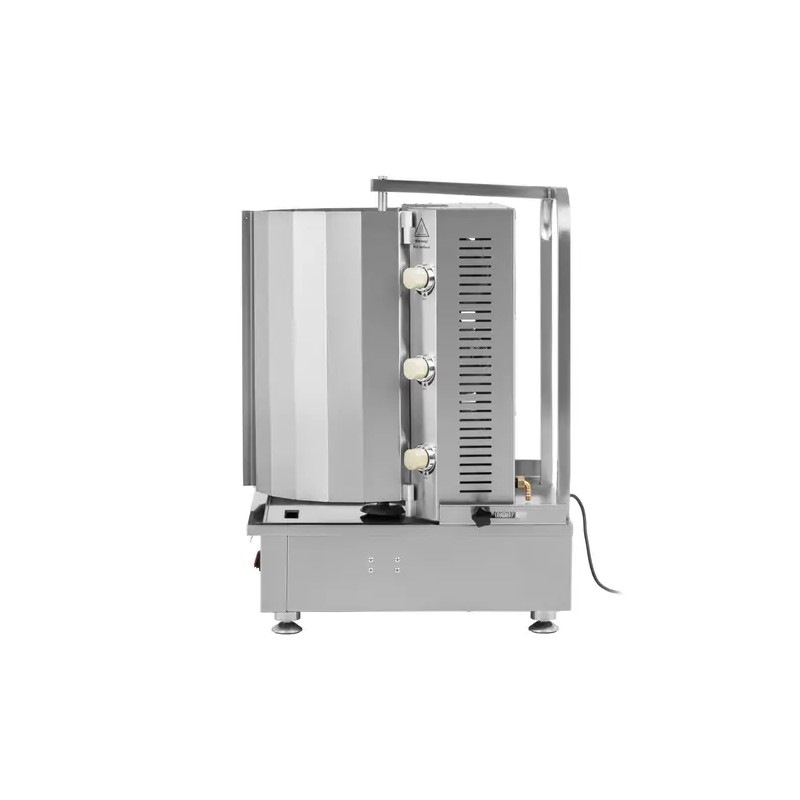 Kaasugrilli doner-lihalle 3 poltinta 12 kW 40 kg kapasiteetti ruostumaton teräs