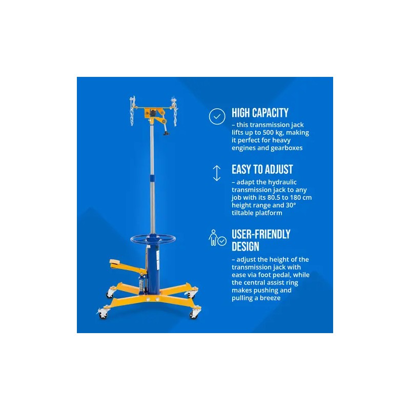 Hydraulinen vaihteistonnousin 500 kg, korkeus 80,5–180 cm
