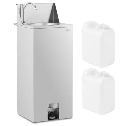 Royal Catering mobiili allas ruostumattomasta teräksestä jalkapedaalilla ja 2 x 15 l vesisäiliöllä