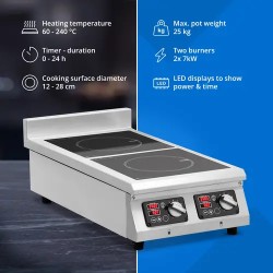Royal Catering Induktiolevy 2 x 28 cm 400 V Timer