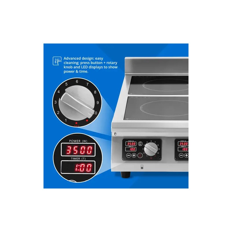 Royal Catering Induktiolevy 2 x 28 cm 400 V Timer