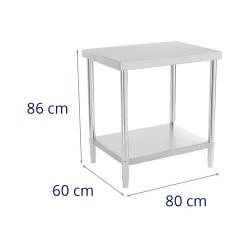 Royal Catering ECO ruostumattomasta teräksestä valmistettu työpöytä 80 x 60 cm, 250 kg
