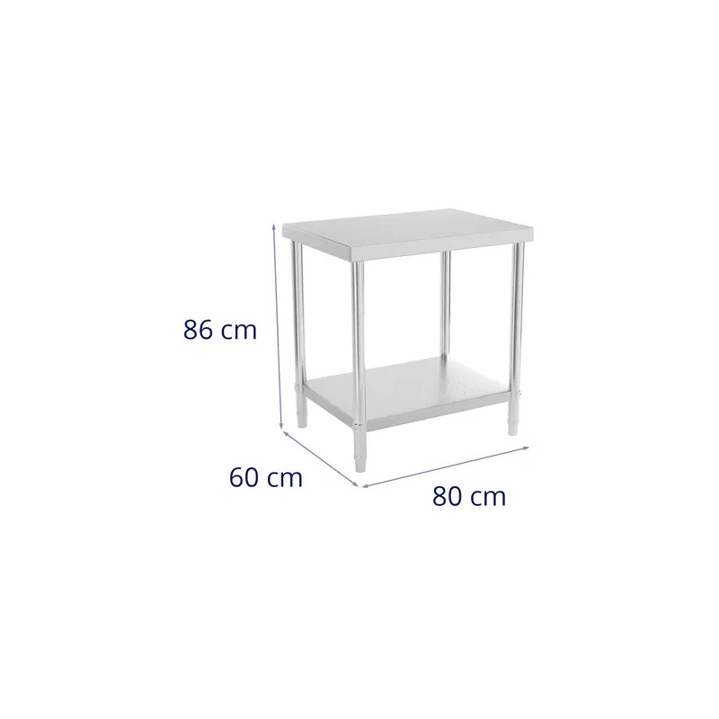 Royal Catering ECO ruostumattomasta teräksestä valmistettu työpöytä 80 x 60 cm, 250 kg
