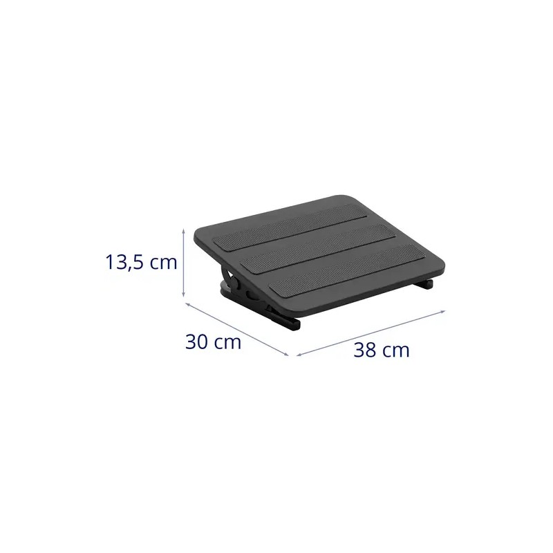 Jalkatuki terästä ja muovia, musta, säädettävä kallistuskulma -20...+20 astetta 20 kg