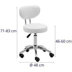 Physa Ascona White -työjakkara selkänojalla, korkeussäädettävä 46-60 cm, valkoinen