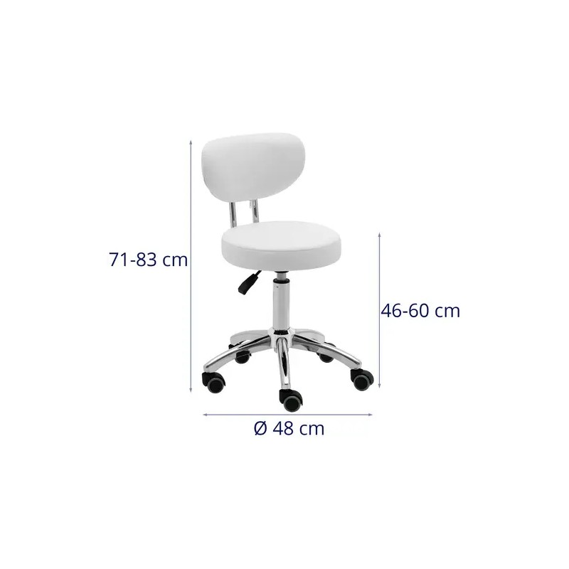 Physa Ascona White -työjakkara selkänojalla, korkeussäädettävä 46-60 cm, valkoinen