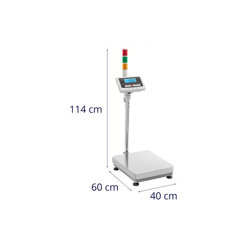 Platformsvaaka 60 kg / 0,002 kg 40 x 50 cm LCD-näytöllä ja varoitusvalolla