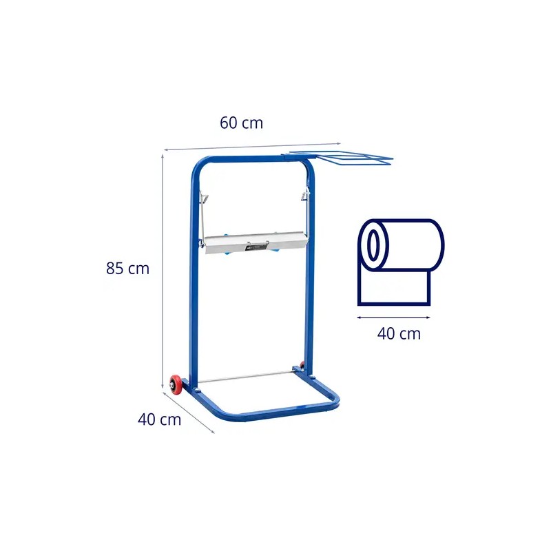 Siivouspaperiteline jätesäkkipidikkeellä, max 10 kg, Ø 500 mm, pyörillä, terästä ja muovia