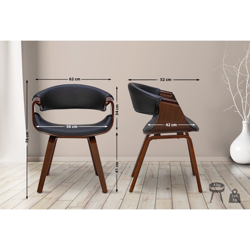 Tyylikäs Foley-ruokailutuoli käsinojilla ja puisella rungolla