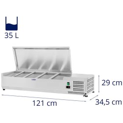 Royal Catering RCKV-120/33-5S kylmävitriini 120 x 33 cm, 5 GN 1/4 -astiaa