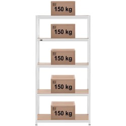 MSW Raskashylly 100 x 60 x 200 cm, 5 hyllyä, 150 kg/hylly, harmaa 16.40 kg