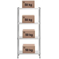 Royal Catering RCER-8040 ruostumattomasta teräksestä valmistettu hyllykkö 80 x 40 x 180 cm