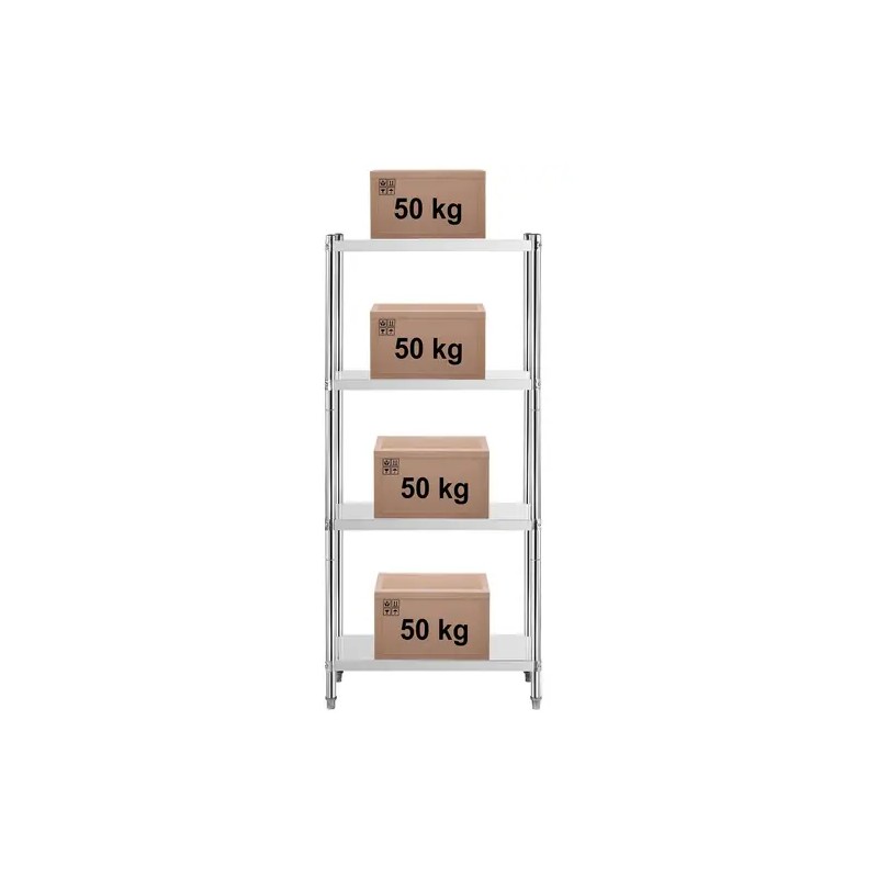 Royal Catering RCER-8040 ruostumattomasta teräksestä valmistettu hyllykkö 80 x 40 x 180 cm