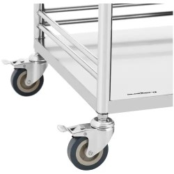 Ruostumattomasta teräksestä valmistettu pyykkivaunu 3 hyllyllä ja pyykkipussilla 50 kg