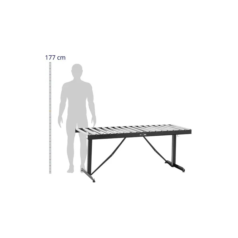 MSW Rullapöytä 200 kg 178 x 67 cm 17 rullaa korkeussäädettävä
