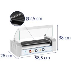 Royal Catering RCHG-5T Hot Dog -grilli, 5 Teflon-rullaa, 1000 W 9 kg