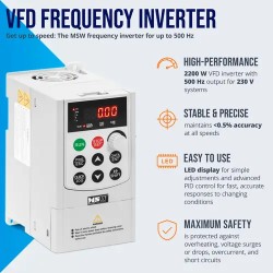 MSW VFD-taajuusmuunnin 2200 W 230 V 0,1–500 Hz LED-näytöllä