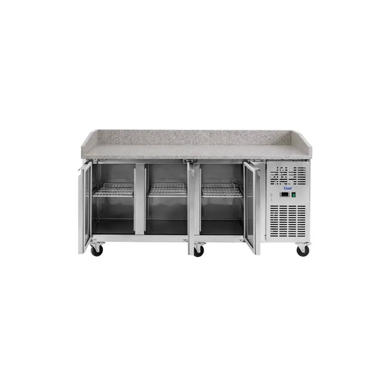 Royal Catering kylmälaite pyörillä 560 l 3 lokeroa 202 x 80 cm ruostumaton teräs