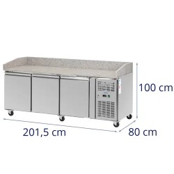 Royal Catering kylmälaite pyörillä 560 l 3 lokeroa 202 x 80 cm ruostumaton teräs