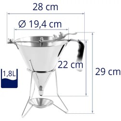 Royal Catering RC-OF04 täyttösuppilo 1,8 l ruostumaton teräs 3 kärkeä ja telineellä