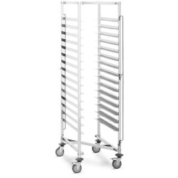Royal Catering RCTW 15Z tarjotinvaunu ruostumaton teräs 15 hyllypaikkaa 40 x 60 cm