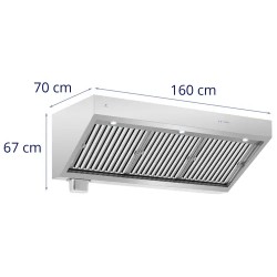 Royal Catering liesituuletin 160 cm, 1500 m³/h, ruostumaton teräs, LED-valaistus