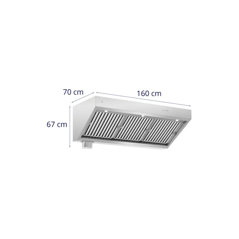 Royal Catering liesituuletin 160 cm, 1500 m³/h, ruostumaton teräs, LED-valaistus