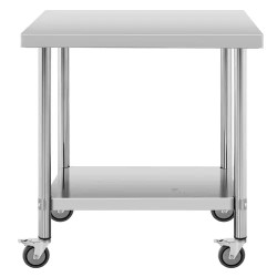 Royal Catering ruostumattomasta teräksestä valmistettu työpöytä pyörillä 60 x 90 cm
