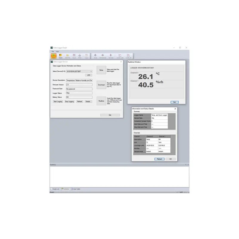 SBS-DL-123L Lämpötilan ja ilmankosteuden datalogger LCD-näytöllä