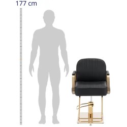Kampaajatuoli Staunton Black & Gold, korkeussäätö 56–73 cm, 200 kg, musta/kulta