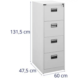 Hängeregisterkaappi 132 cm, 4 laatikkoa, lukittava, harmaa