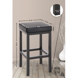 Taylor korkea baarijakkara keinonahasta, musta runko, 85 cm