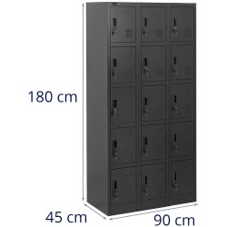 Lukittava lokerikko 15 lokerolla, terästä, 200 kg kantavuus