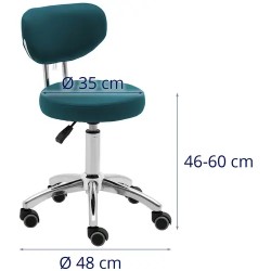 Physa Ascona Turquoise - säädettävä työjakkara selkänojalla, turkoosi