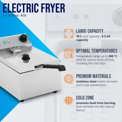 Sähköfriteeraaja 10 l 2800 W ECO -ruostumaton teräs