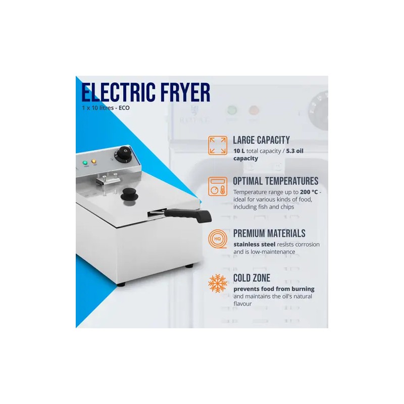 Sähköfriteeraaja 10 l 2800 W ECO -ruostumaton teräs