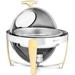 Royal Catering Chafing Dish 6 l pyöreä ruostumaton teräs rullakannella