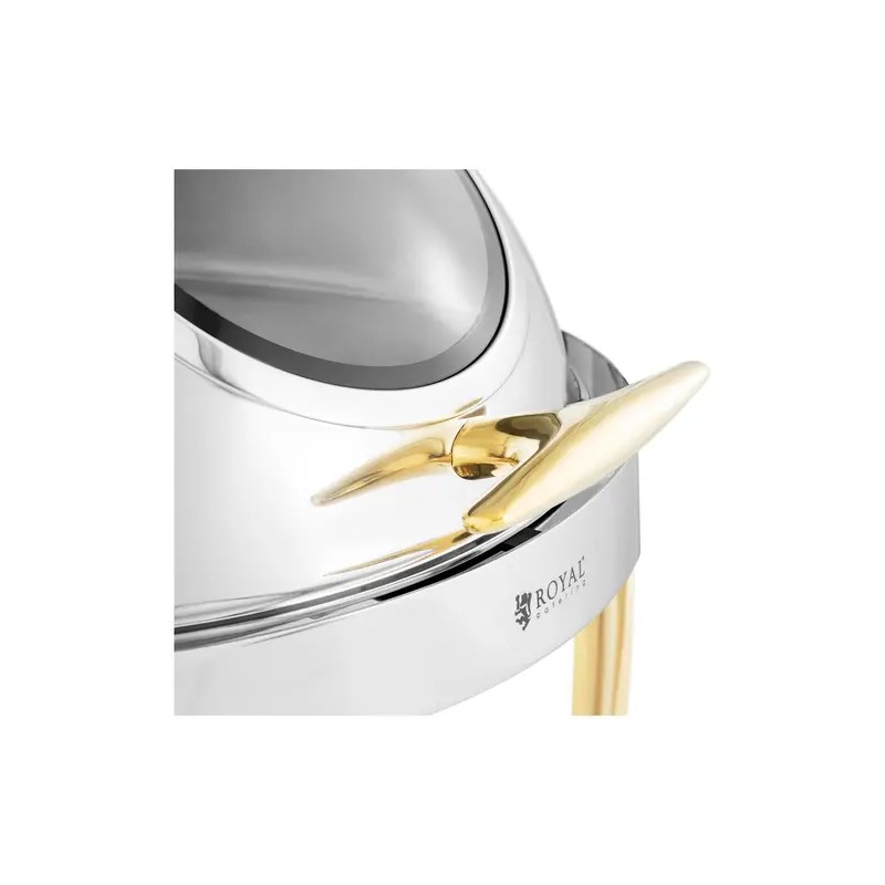 Royal Catering Chafing Dish 6 l pyöreä ruostumaton teräs rullakannella