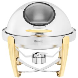 Royal Catering Chafing Dish 6 l pyöreä ruostumaton teräs rullakannella