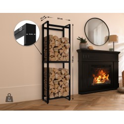 Morson tyylikäs musta takkapuuteline 150 cm korkea teräksestä