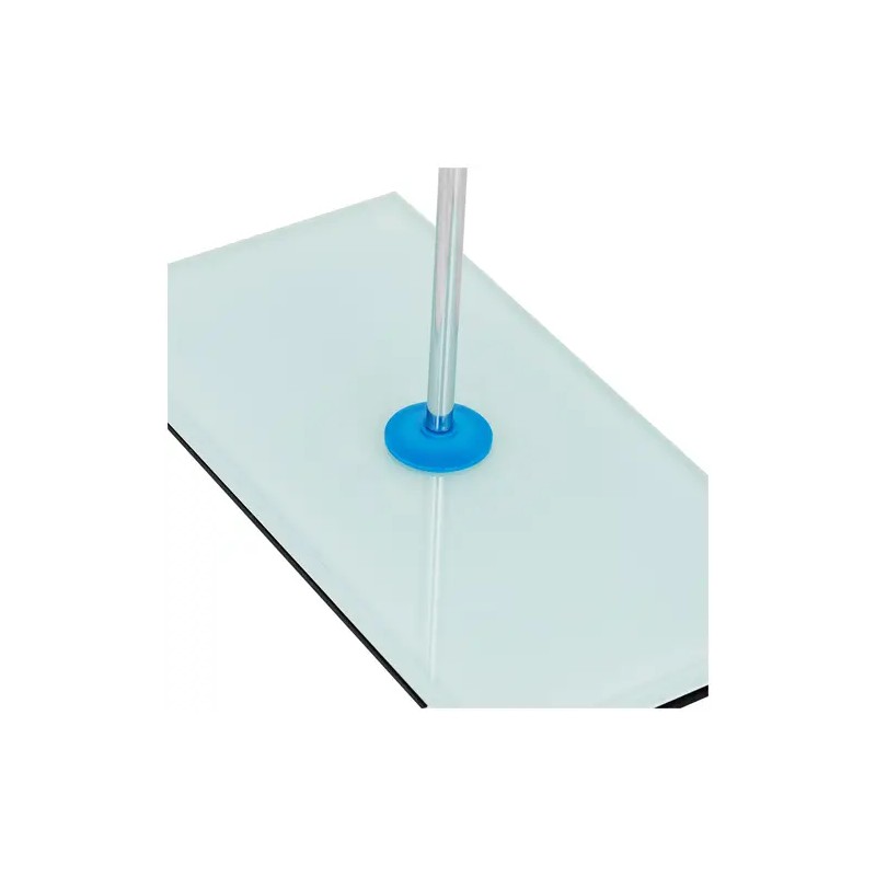 Laboratorioteline lasipohjalla, terästanko 63,5 cm, puristin ja muffi