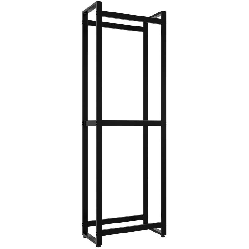 Morson tyylikäs musta takkapuuteline 150 cm korkea teräksestä