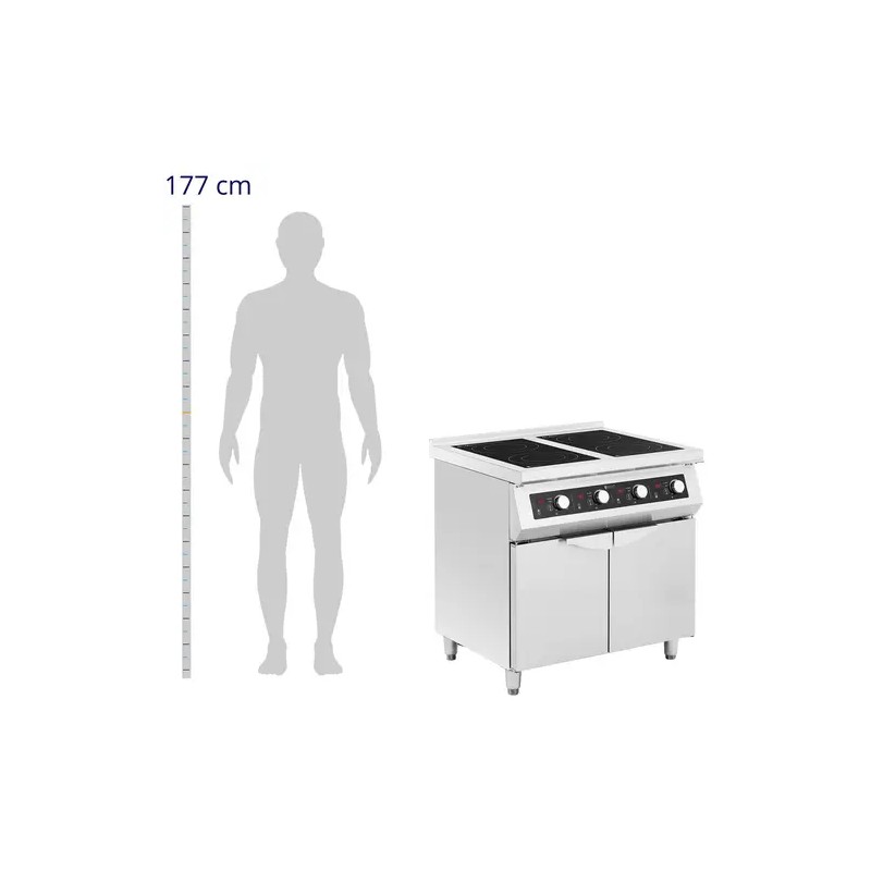 Royal Catering induktioliesi 17 000 W 4 x 30 cm ruostumaton teräs