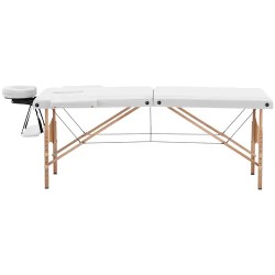 Taitettava hierontapöytä 185 x 70 cm, säädettävä korkeus 62-86 cm, 220 kg, valkoinen