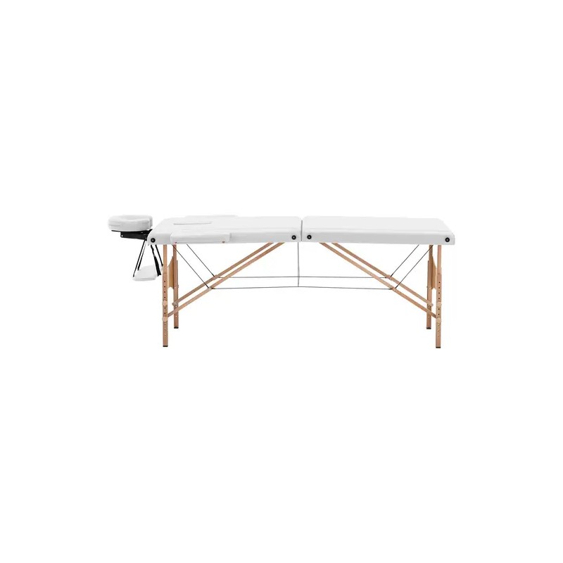 Taitettava hierontapöytä 185 x 70 cm, säädettävä korkeus 62-86 cm, 220 kg, valkoinen