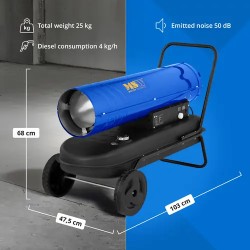 MSW Diesel-lämmitin 50 kW 44 l kuljetusvaunulla 24 kg