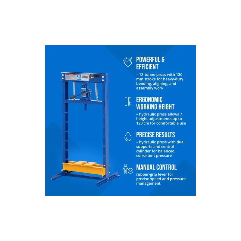 MSW hydraulinen työpajaprässi 12 t, iskupituus 130 mm