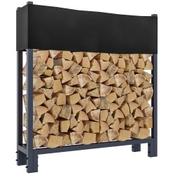 Teräksinen takkapuuteline suojapeitteellä - kestävä ja tilaa säästävä